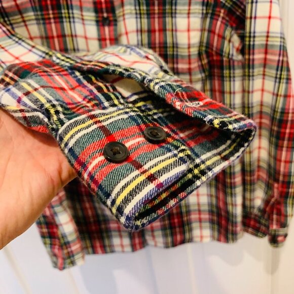 L.L Bean Women's Heavy Flannel Shirt Size M 100% Organic Cotton Long Sleeve - Picture 5 of 16